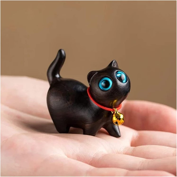  REEZHEE  Wooden Cat Statue