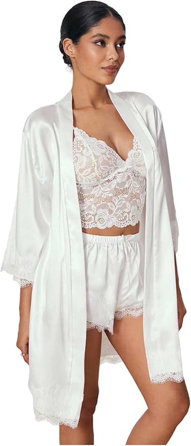 WDIRARA Satin Pajamas Set (4-Pieces)