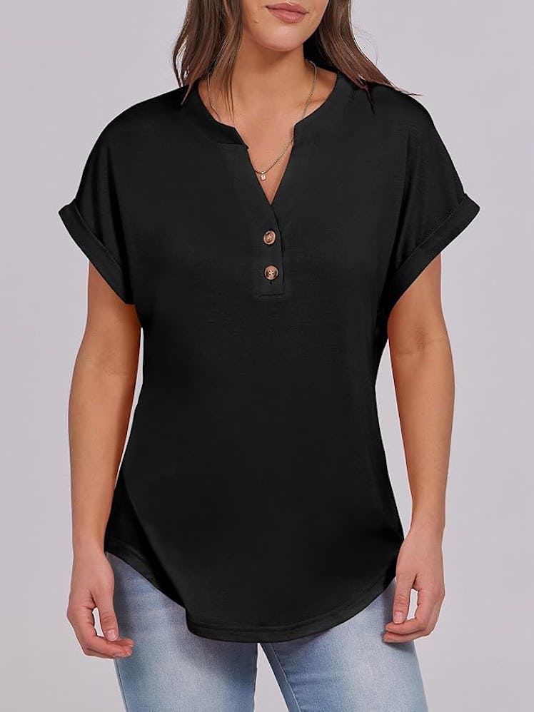 ANRABESS Loose V-Neck Blouse