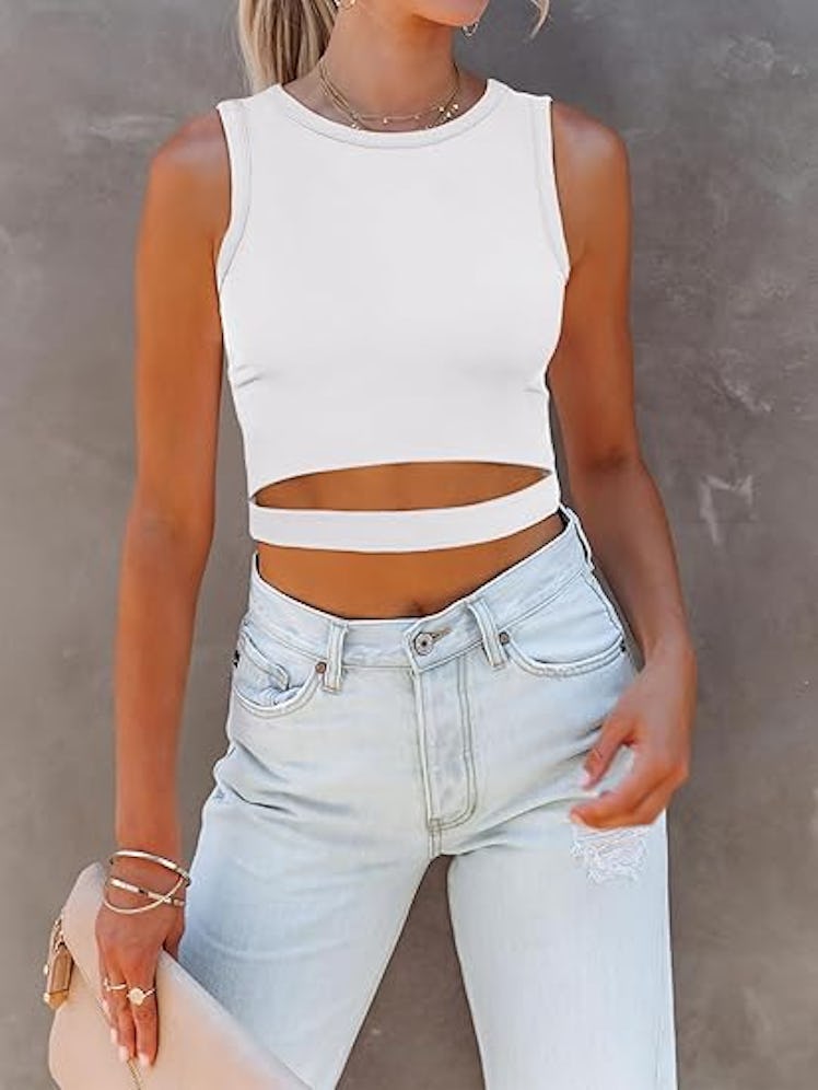 ANRABESS Cutout Racerback Crop Top