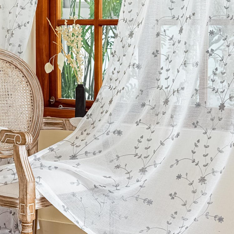 AmHoo Embroidered Sheer Curtains