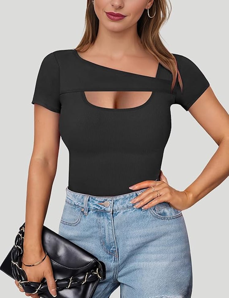 Buauty Ribbed Cutout T-Shirt