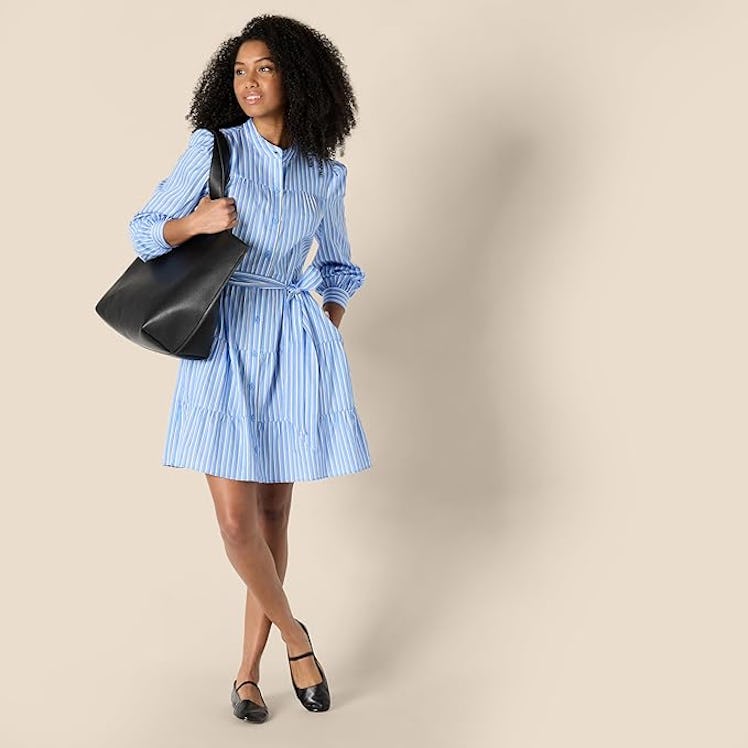 Amazon Essentials Sateen Tiered Shirt Dress
