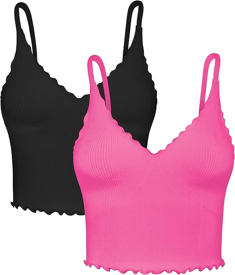 Sunzel Seamless Ribbed Crop Camisole With Ruffles (2-Pack)
