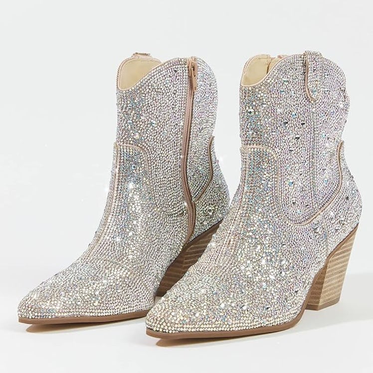 Yallmay Rhinestone Cowboy Ankle Booties