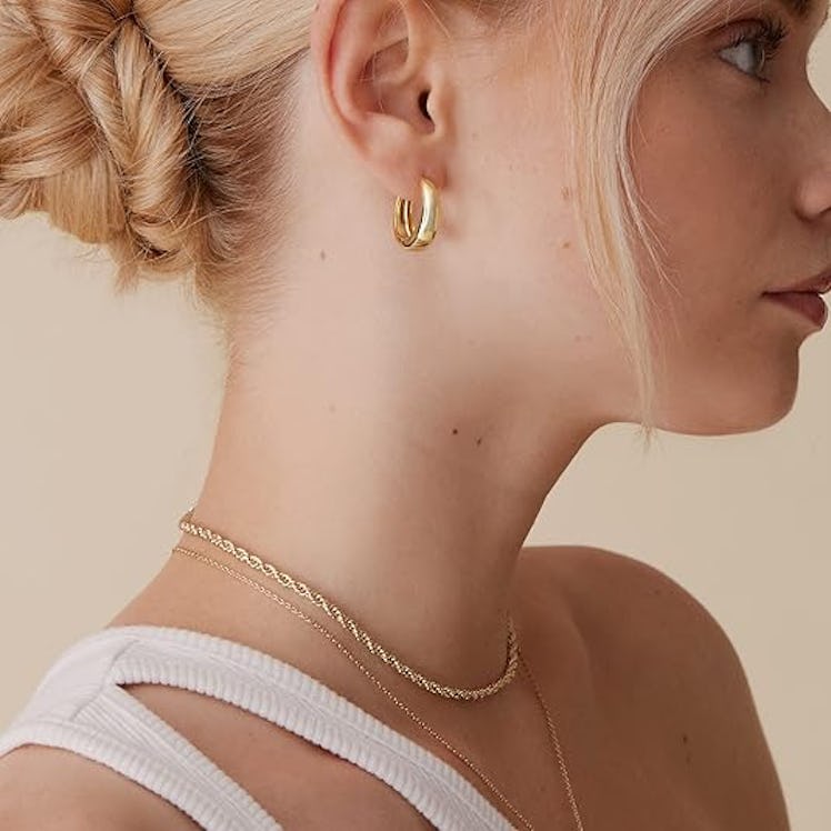 PAVOI 14K Gold Plated Chunky Hoop Earrings