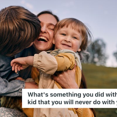 A mom hugs her two kids. Parents shared what they are doing differently with their second child.
