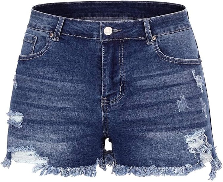 THUNDER STAR Raw Hem Denim Shorts