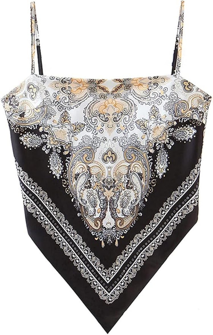  Arjungo Paisley Print Tie Back Handkerchief Cami