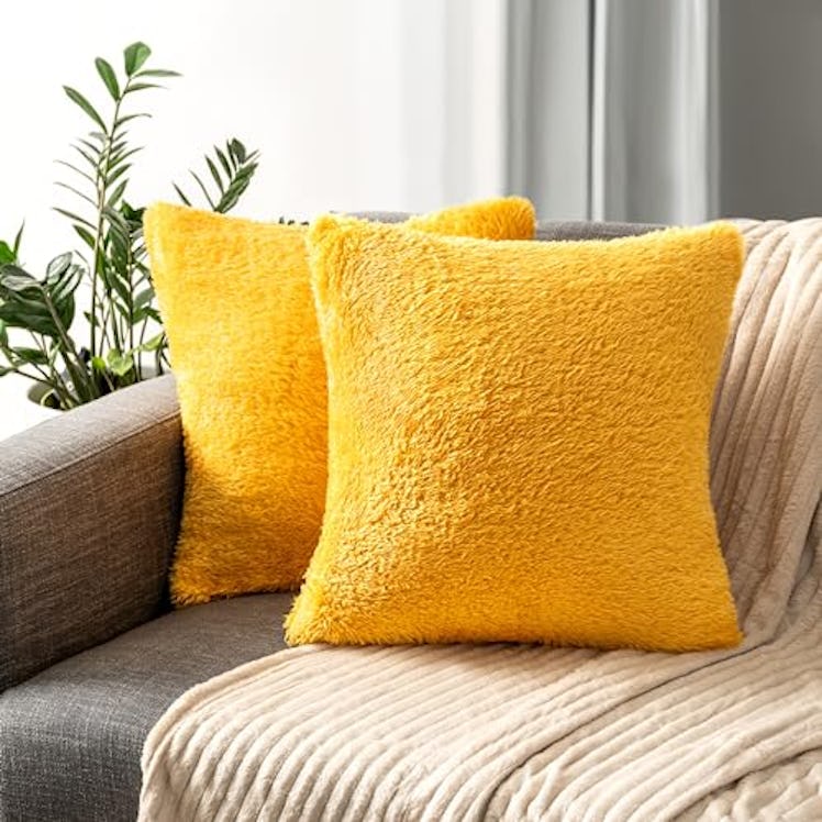 PAVILIA Fluffy Throw Pillow Covers (Set of 2)