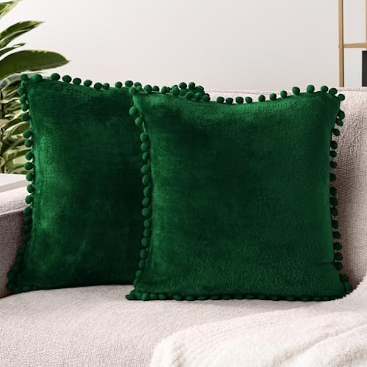 PAVILIA Emerald Green Throw Pillow Covers (Set of 2) 