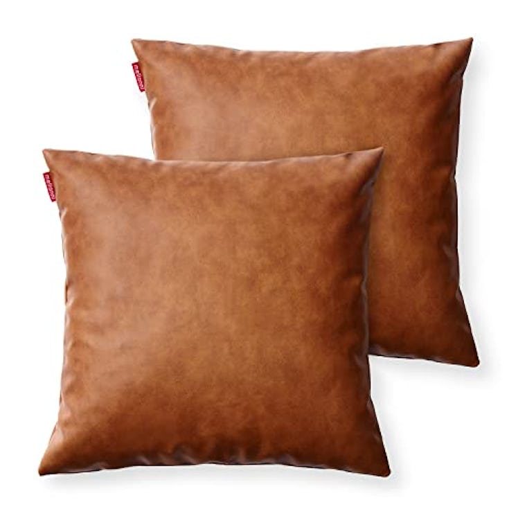 Mellanni Faux Leather Throw Pillow Covers (2-Pack)