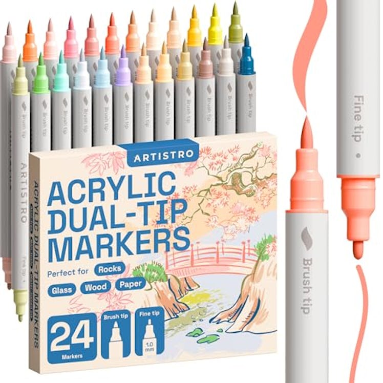 ARTISTRO Pastel Dual-Tip Acrylic Paint Markers (24-Pack)