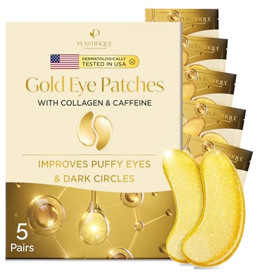 PLANTIFIQUE Gold Eye Patches With Collagen & Caffeine (5 Pairs)