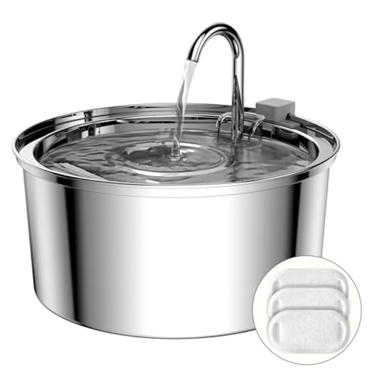 Tomxcute Cat Water Fountain, 3.2L/108oz Automatic Stainless Steel Pet Fountain Dog Water Dispenser, ...