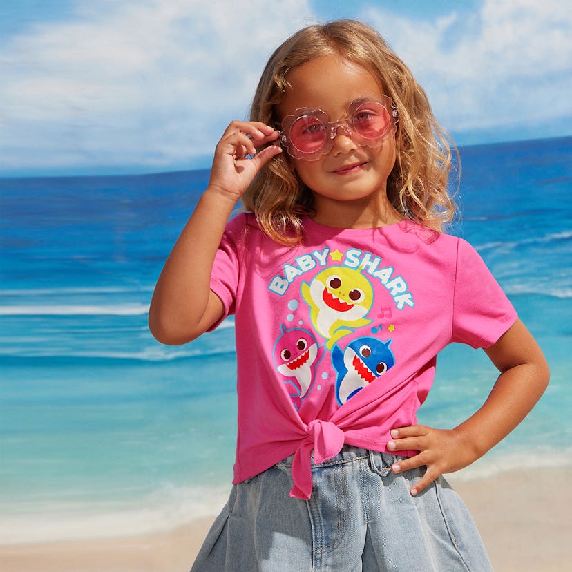 Pink Print Baby Shark Short Sleeve T-Shirt