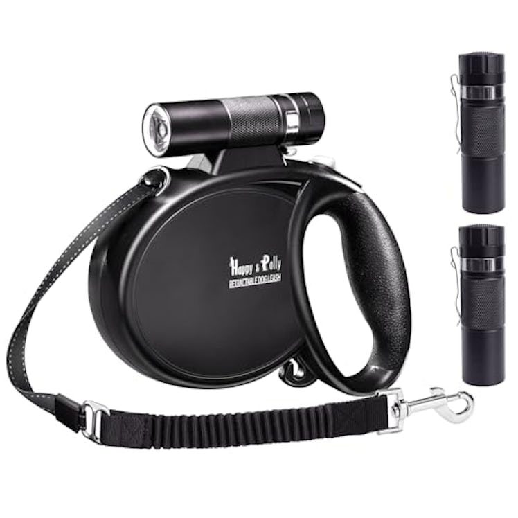 Happy & Polly Retractable Dog Leash with Flashlight