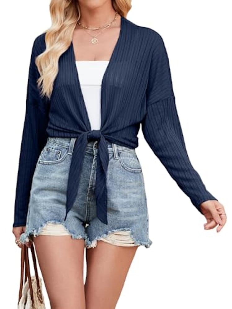 ZANZEA Tie-Front Cardigan
