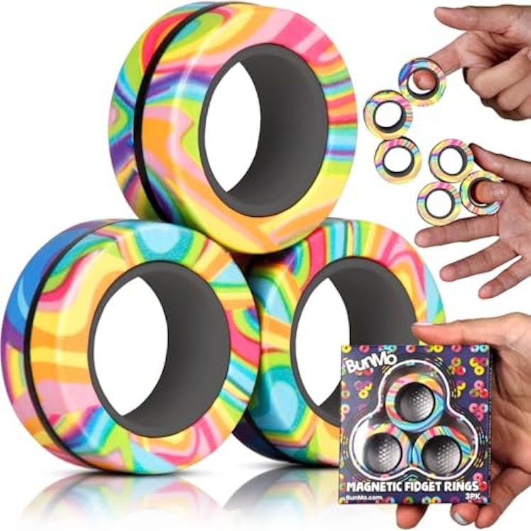 BUNMO Magnetic Rings - Fidget Toys Adults - Magnetic Fidget Rings - Endless Hours of Fun - Spin, Con...