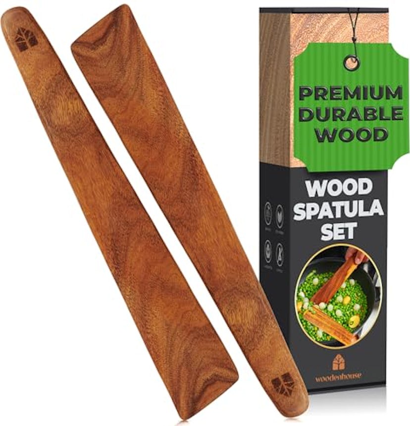 WoodenHouse Lifelong Quality Teak Wood Spatulas (2-Pack)