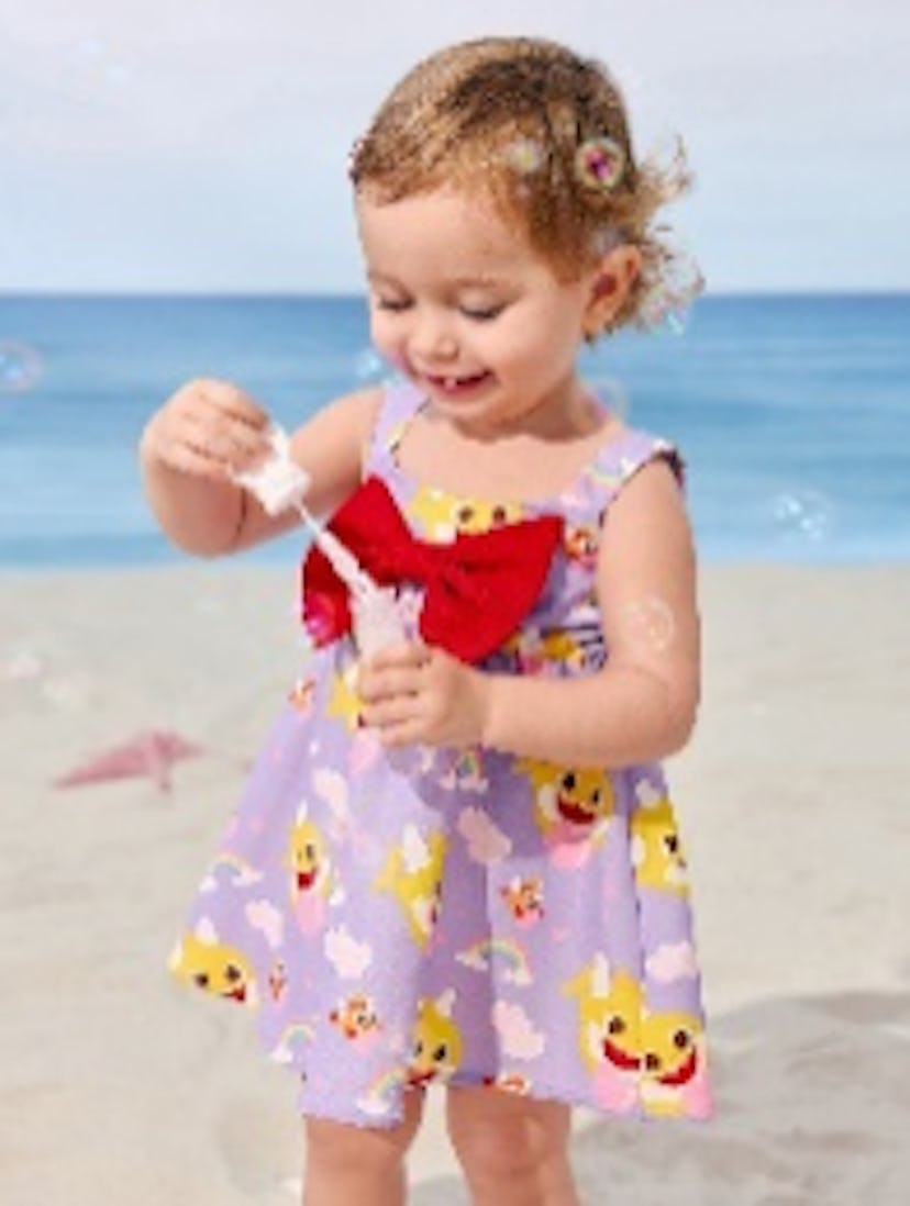 Rainbow Yellow Baby Shark Pattern Dress