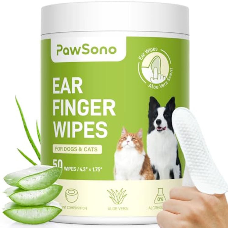 PawSono Pet Ear Wipes (50 Count)
