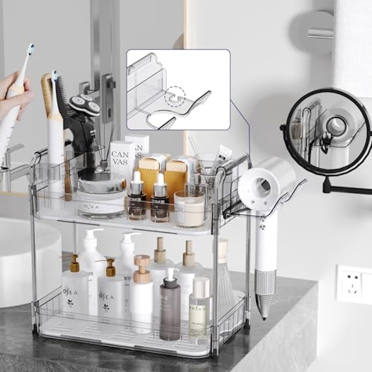 AmzAge Counter Organizer With Hair Dryer Holder