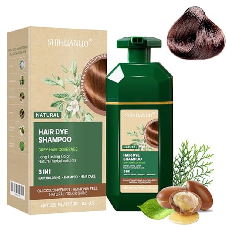 SHIHUANUO 3-In-1 Gray Hair Coverage Hair Dye Shampoo 