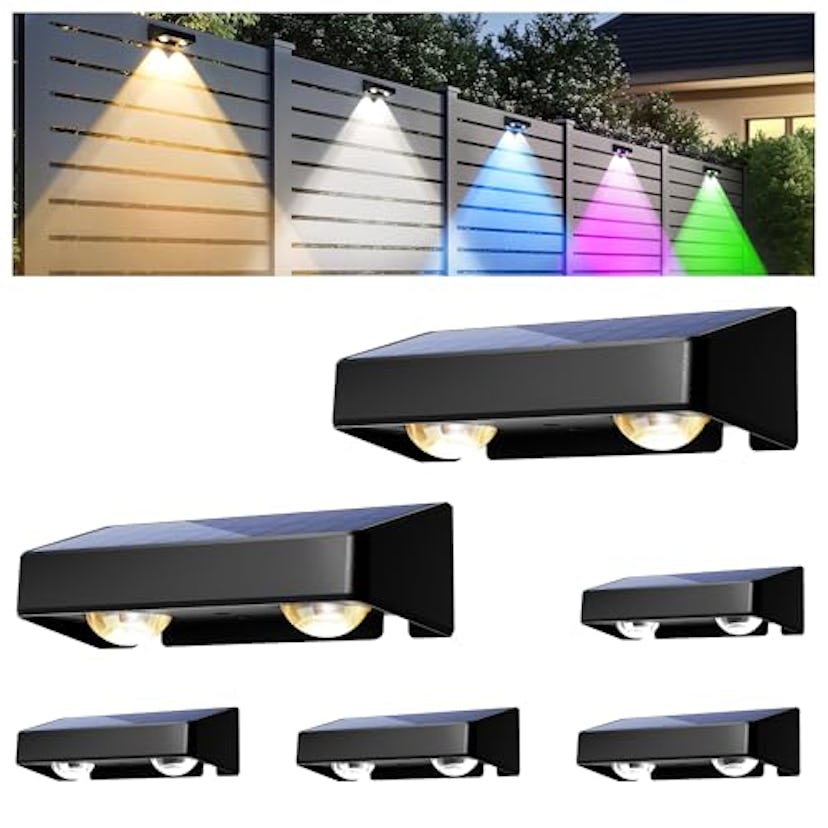 AUDERWIN Solar Fence Lights (6-Pack)