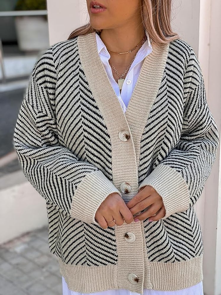 ZAFUL Oversized Striped Cardigan