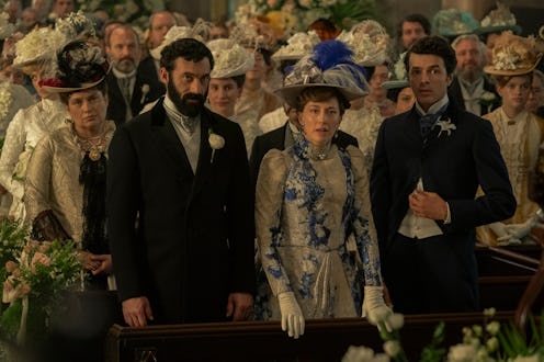 Morgan Spector, Carrie Coon, and Harry Richardson in The Gilded Age. Photo via HBO