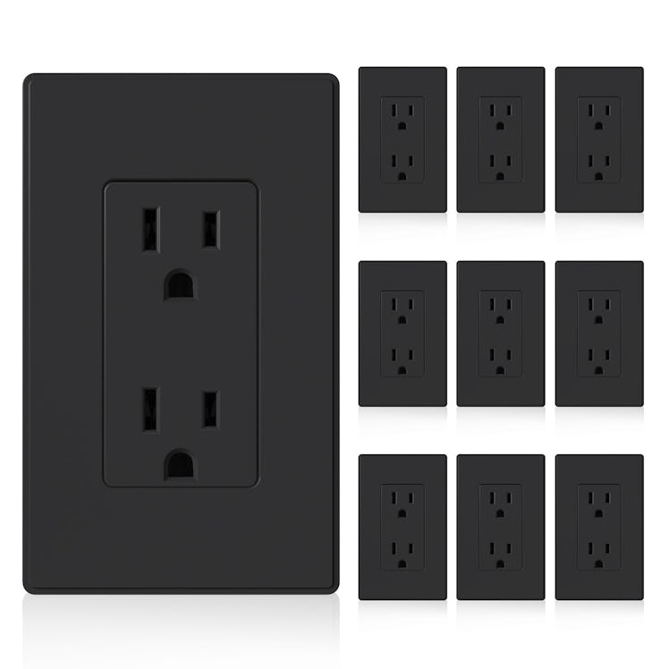 ELEGRP Matte Black Standard Wall Outlet Cover (10-Pack)