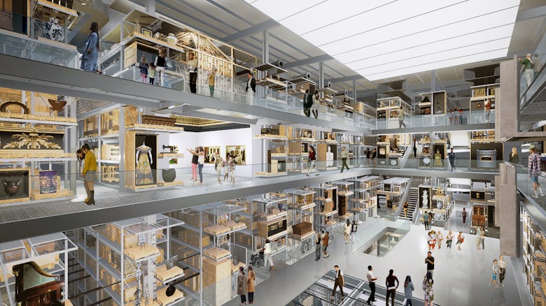 View across the collection at the V&A East Storehouse