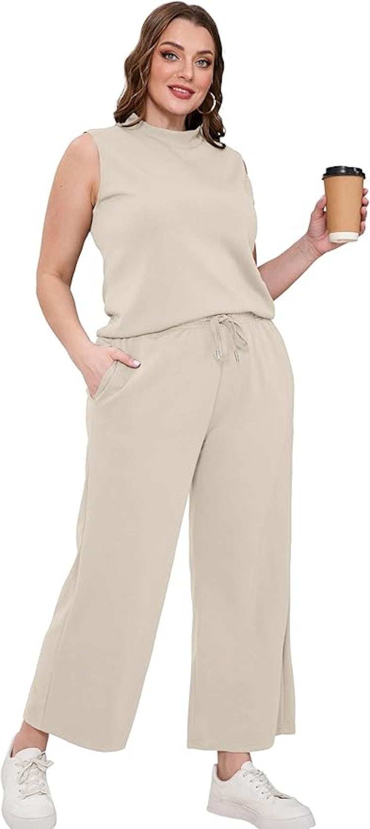 SAMPEEL Mock Neck Lounge Set (2-Pieces)