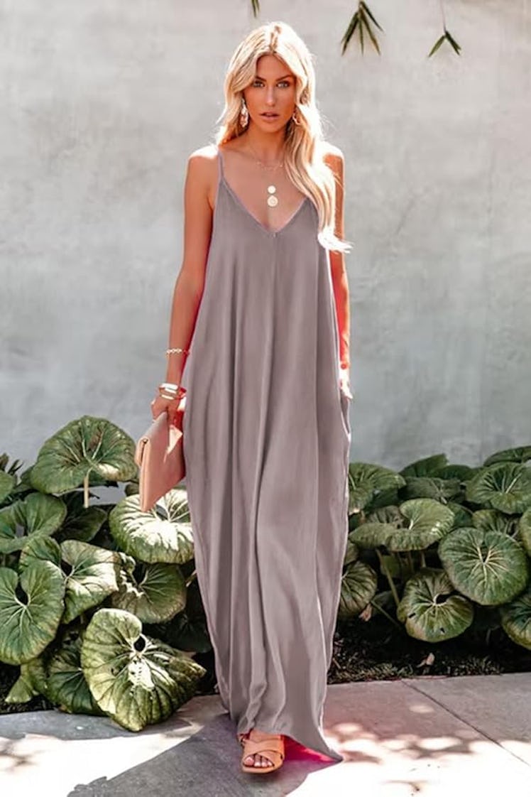 Poetsky Strappy V-Neck Maxi Dress