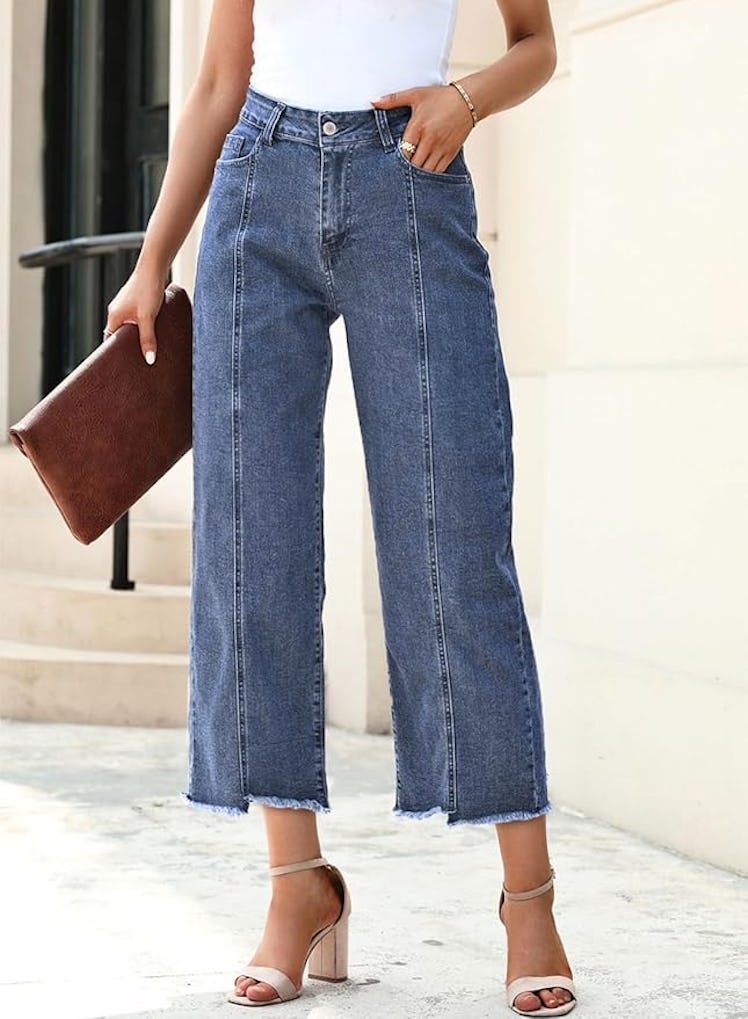Sidefeel Loose Fit Straight Leg Cropped Jeans