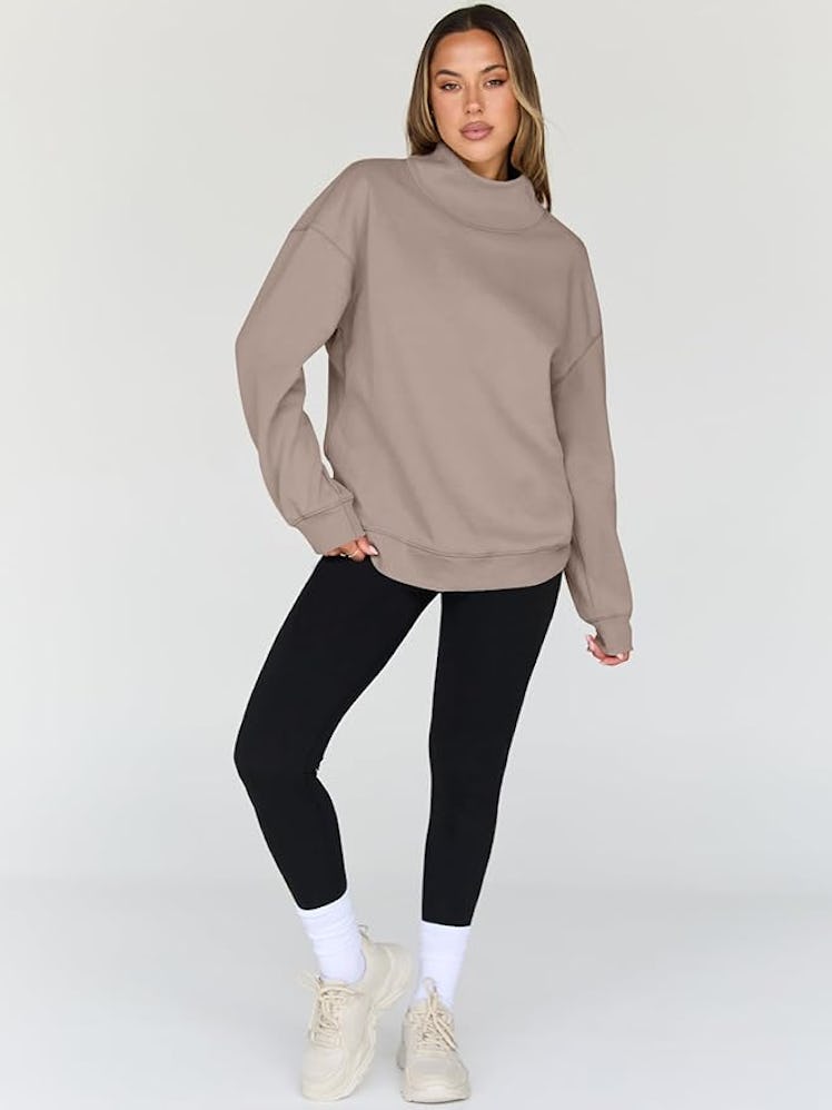 Trendy Queen Oversized Turtleneck Sweatshirt