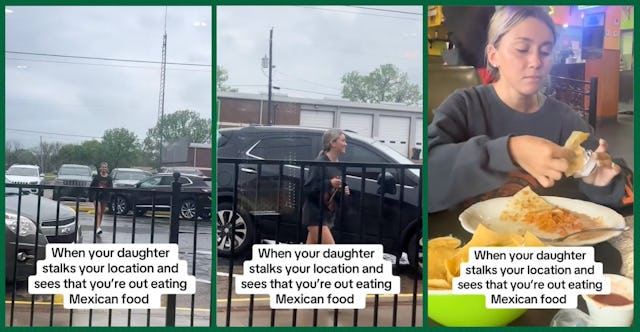 A viral TikTok video shows a teen finding her mom at a Mexican restaurant to join her after tracking...