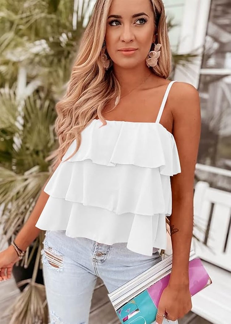KIRUNDO Ruffle Tiered Tank Top