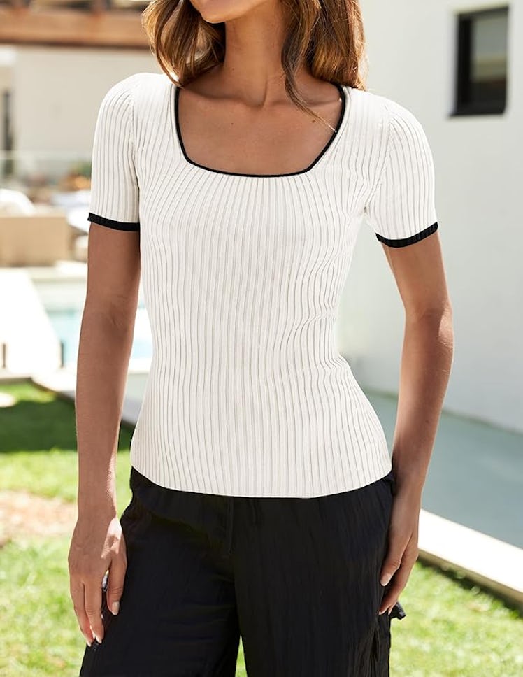 ZESICA Square Neck Top