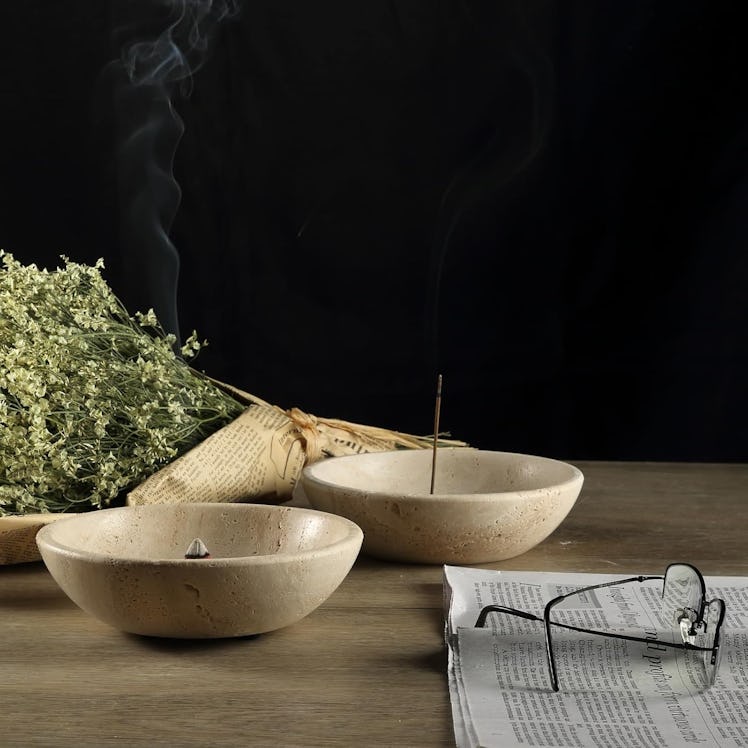 Koville Italian Travertine Incense Holder