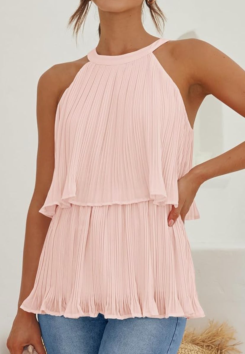 ZESICA Tiered Layered Chiffon Blouse