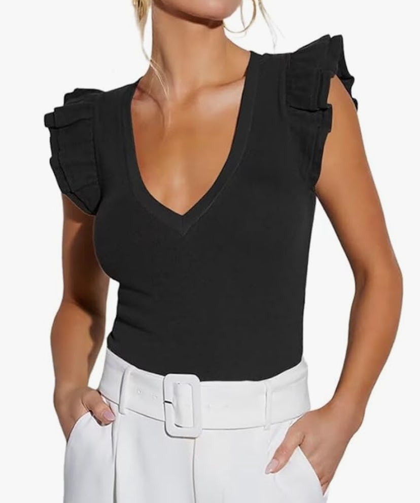Ezbelle V Neck Ruffle Shirt