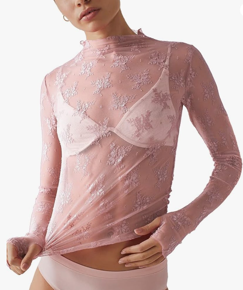 Ugerlov Mock Neck Sheer Blouse