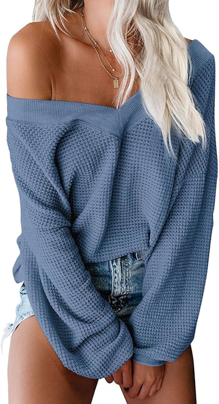 ReachMe Oversized Waffle-Knit Top