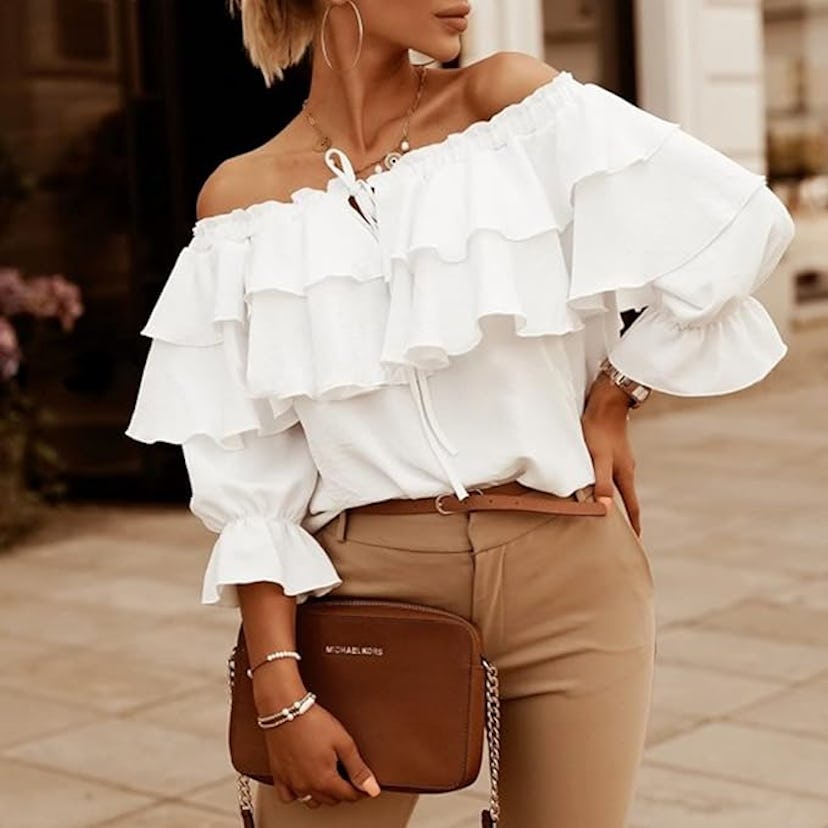 Byinns Off Shoulder Ruffle Top