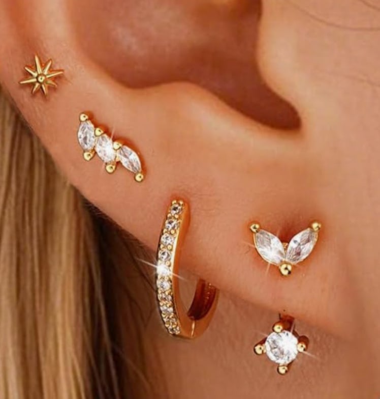 YEEZII Gold Stud Earrings (6 Pairs) 