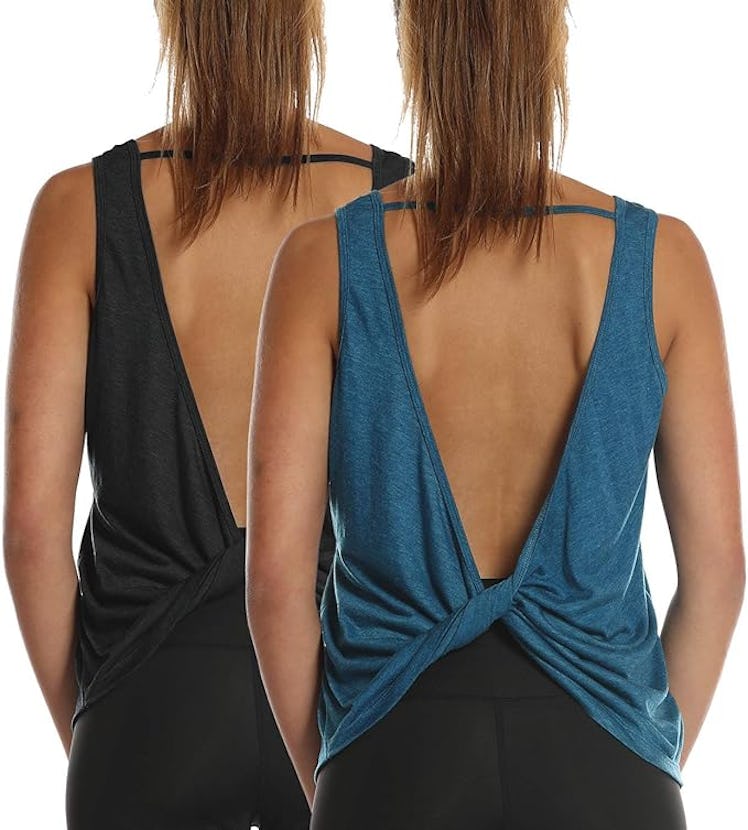 icyzone Open-Back Workout Tops (2-Pack)