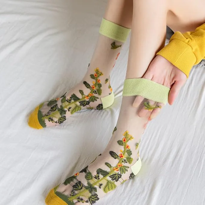 Tooe Floral Sheer Socks (8 Pairs)