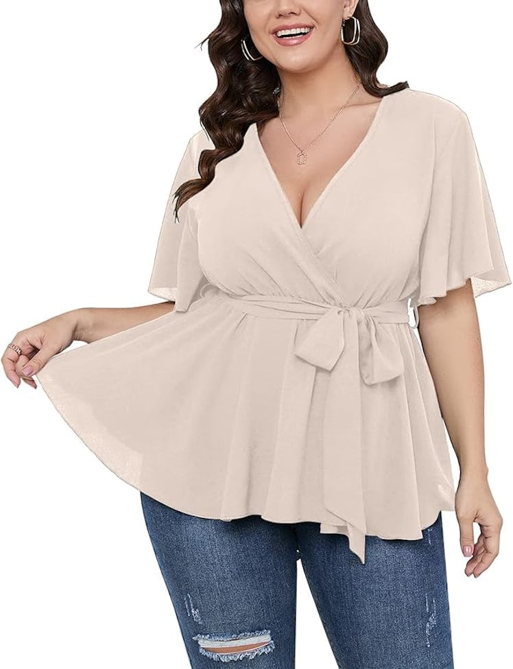 SCOMCHIC Wrap Peplum Top